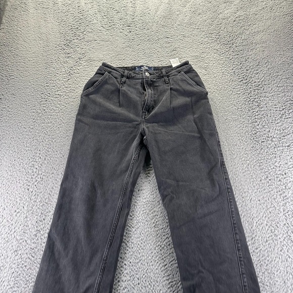 Vintage Hollister Jeans Women 7 Black Cotton Denim Straight Dad Stretch Hi-Rise - Picture 2 of 11
